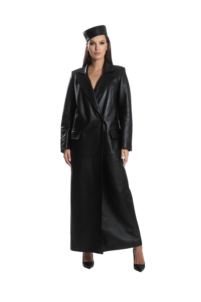 Melns ādas mētelis