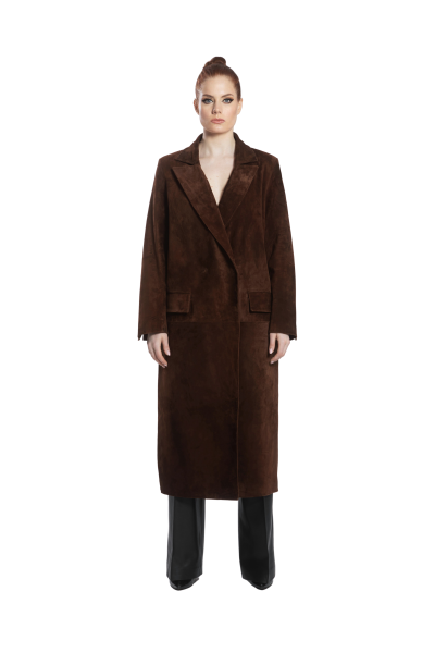 Brūns zamšādas mētelis