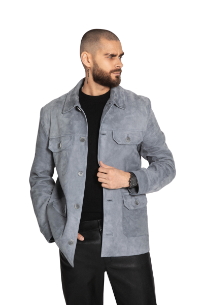 Pelēka zamšādas jaka