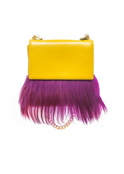 Dzeltena ādas un kalnu kazas kažokādas soma