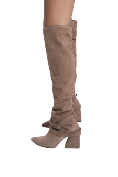 Taupe krāsas zamšādas zābaki