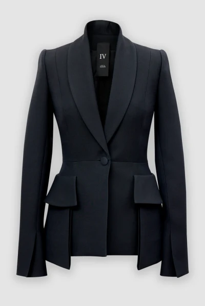 Klasiska vilnas un zīda žakete ar kabatām