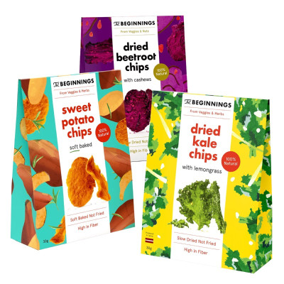 The Beginnings RAW dārzeņu čipsu izlases komplekts (3 gab)