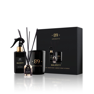 Aromatic 89 KOMPLEKTS: Mājokļa aromāts, telpu smaržu sprejs un smaržīgā svece