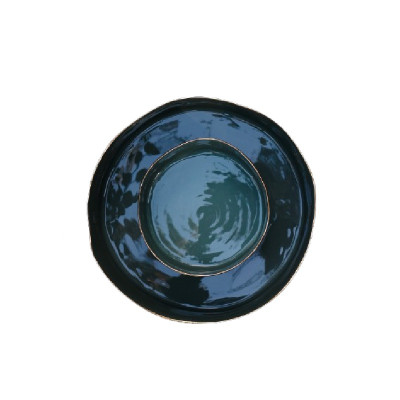 Tumši zaļa porcelāna lielā bļoda