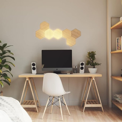 Nanoleaf sešstūra formas koka dizaina LED gaismas paneļu komplekts