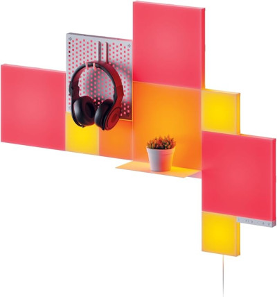 Nanoleaf krāsu mainoši sienas gaismas paneļi ar plauktu un perforēto dēli