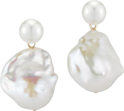 14 karātu dzeltenā zelta baroka pērļu auskari