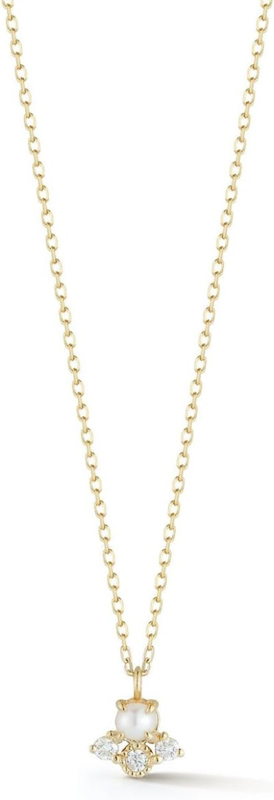 14 karātu dzeltenā zelta pērļu un dimantu kaklarota