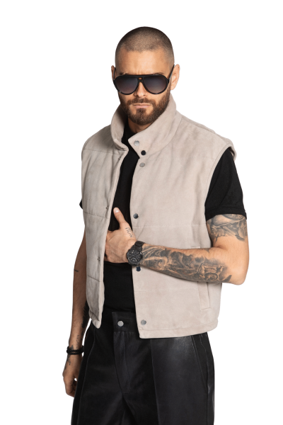 Smilšu krāsas zamšādas veste