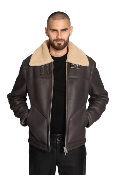 Brūna šīrlinga ādas jaka