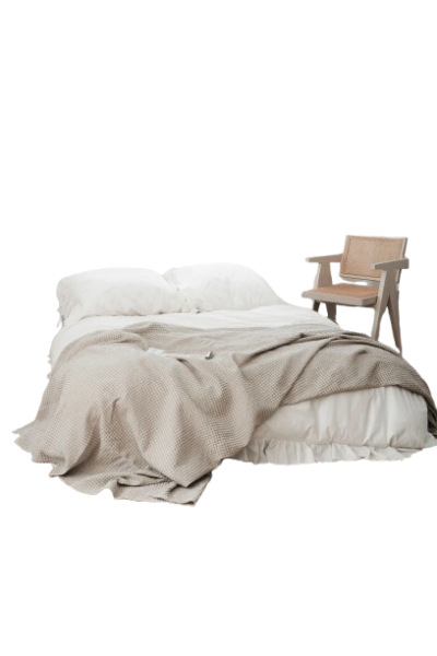 Lina–kokvilnas vafeļauduma gultas pārklājs