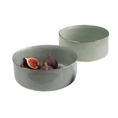 Salvijas zaļa porcelāna mazā bļoda