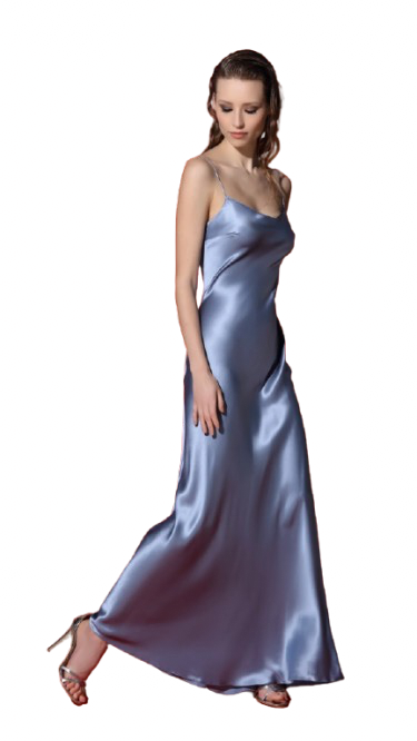 Zhanett zīda maxi kleita ar atvērtu muguru, debesu zilā tonī