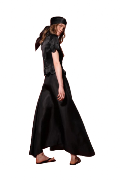 Zīda organzas aptinamie garie svārki, melni