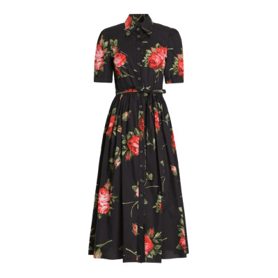 DOLCE&GABBANA midi kleita ar ziedu apdruku un jostu
