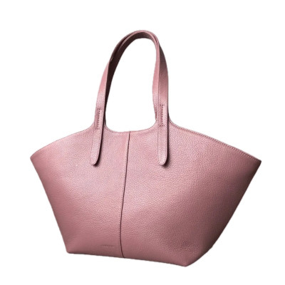 Ādas plecu soma TOTE rozā krāsā