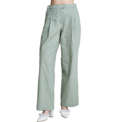 Pleated lina bikses, salvijzaļas