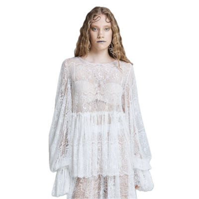 Seafoam Lace Peplum tops