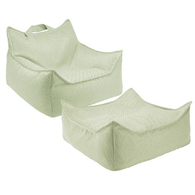 Wigiwama āra sēžammaiss ar pufu bērniem, gaiši zaļā krāsā