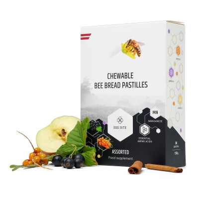 Bišu maizes pastilas 'ASORTI' (Ar upenēm,smiltsērkšķiem un āboliem/kanēli)