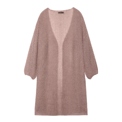 Mohēras zīda midi kardigans ar pufīgām piedurknēm