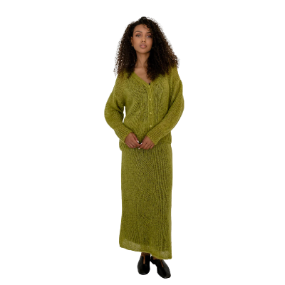 Mohēras zīda kardigans un svārku komplekts