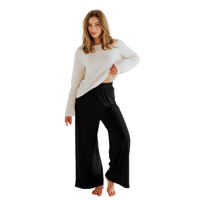 Augstas jostasvietas bambusa brīvi krītošas ​​bikses