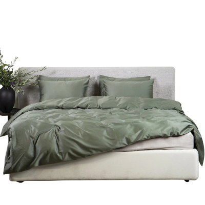 Vienkrāsains satīna gultas veļas komplekts Green Tree