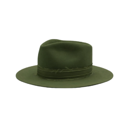 Zaļa fedora ar kokvilnas joslu